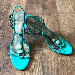 Nine West 8 Turquoise Strappy Sandal Heels